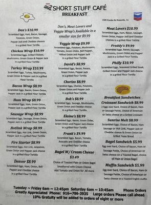 Menu photo 4 Short Stuff Cafe Roseville, CA