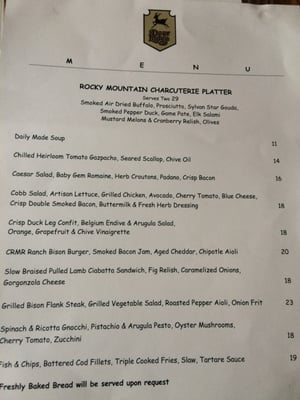 Menu photo 2 Mount Fairview Dining Room Lake Louise, AB Menu photo 2 Mount Fairview Dining Room Lake Louise, AB