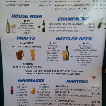 Shuckers - Menu drinks - Seafood Near Me - Jensen Beach, Florida Shuckers - Menu drinks - Seafood Near Me - Jensen Beach, Florida