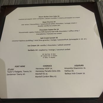 Raya - Dessert menu - Seafood Near Me - Dana Point, California