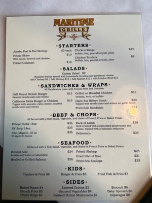 Menu photo 1 Maritime Grille Guilford, CT