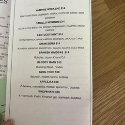 Cocktail Menu