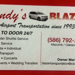 Blazer Transportation - This is the most recent updated mobile contact number to arrange transportation services. Thank you!