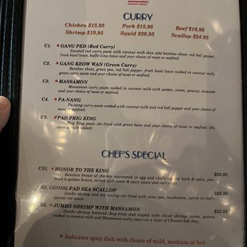 Bangkok Garden Thai Restaurant - Menu as of June 2025 - Curry & Chef's Special - Thai Near Me - Hackensack, New Jersey