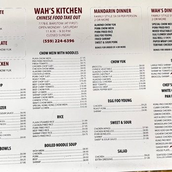 Wah's Kitchen - Whole menu. - Chinese Near Me - Fresno, California Wah's Kitchen - Whole menu. - Chinese Near Me - Fresno, California