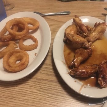 Bloomfield Village Pizza - Small onion rings & a mix of BBQ & honey flavor chicken wings. - Pizza Near Me - Bloomfield, Connecticut