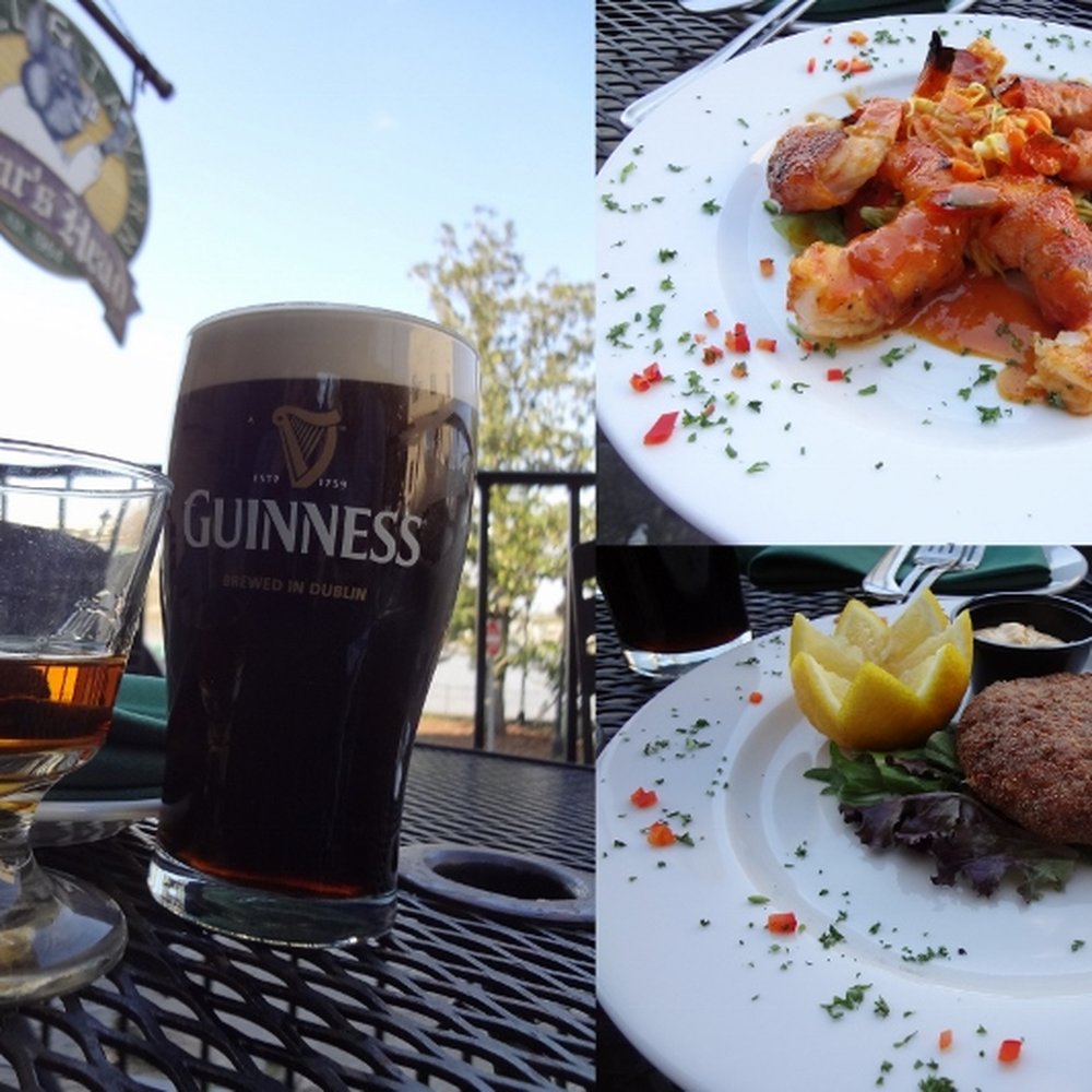 Boars Head Grill - drinks (bourbon and guinness) and an appetizer (bacon wrapped bbq shrimp, crab cakes) - Seafood Near Me - Savannah, Georgia Boars Head Grill - drinks (bourbon and guinness) and an appetizer (bacon wrapped bbq shrimp, crab cakes) - Seafood Near Me - Savannah, Georgia