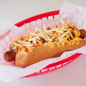 Sam's Dawg House - a hot dog with cheese - Hot Dogs Near Me - Orlando, Florida Sam's Dawg House - a hot dog with cheese - Hot Dogs Near Me - Orlando, Florida