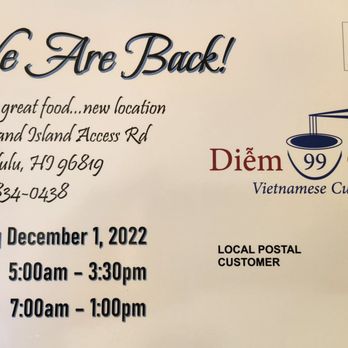 Diem 99 Cafe - They're Back! - Vietnamese Near Me - Honolulu, Hawaii