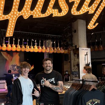 The Gibson Garage - Our final choice of guitar and he employee who sold it to us! - Guitar Stores Near Me - Nashville, Tennessee The Gibson Garage - Our final choice of guitar and he employee who sold it to us! - Guitar Stores Near Me - Nashville, Tennessee