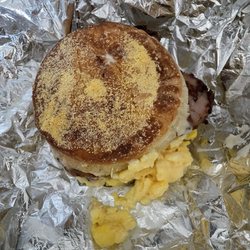 Commons Café - Chicken sausage English muffin sandwich