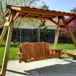 Chesapeake Bay Adirondack - Five foot wide Western Red Cedar garden swing with custom A-Frame