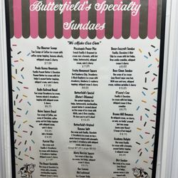 Butterfield's Ice Cream - Specialty Menu