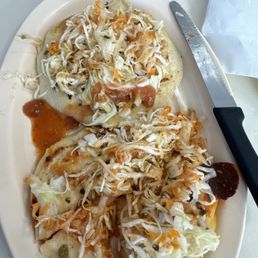 Dining for lunch, pork and cheese pupusas Dining for lunch, pork and cheese pupusas