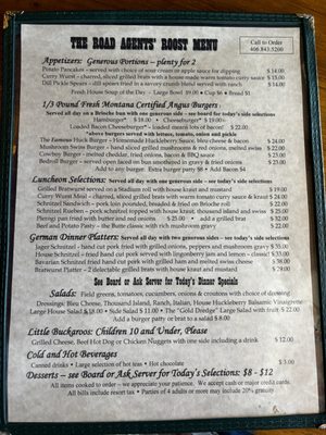 Menu photo 2 Road Agents Roost Virginia City, MT Menu photo 2 Road Agents Roost Virginia City, MT