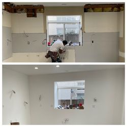 RH Painting and Remodeling - Kitchen demo , patch and texture . Ready for cabinets