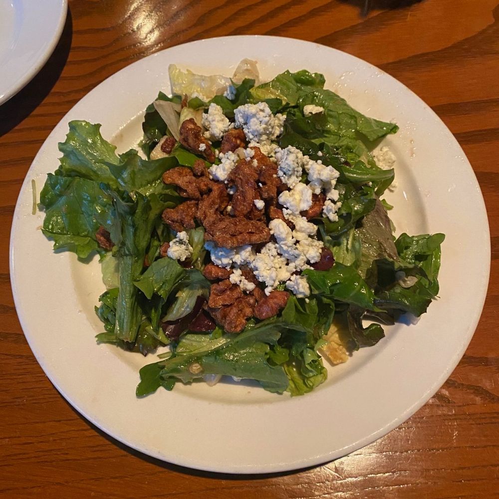 Cedar Creek Inn - House salad with candied walnuts, blue cheese crumbles, apple chunks, and balsamic vinaigrette. - New American Near Me - Brea, California Cedar Creek Inn - House salad with candied walnuts, blue cheese crumbles, apple chunks, and balsamic vinaigrette. - New American Near Me - Brea, California