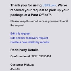 USPS - Pickup confirmation
