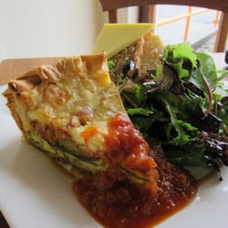 Spiddal Craft Centre - Filo crust quiche w/bacon, eggplant, egg, and goat cheese + salsa @Builen Blasta - July 2011