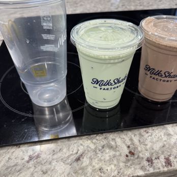 Milk Shake Factory - Large size mint shake, and chocolate shake next to a 32 ounce sized cup - Ice Cream & Frozen Yogurt Near Me - Chandler, Arizona Milk Shake Factory - Large size mint shake, and chocolate shake next to a 32 ounce sized cup - Ice Cream & Frozen Yogurt Near Me - Chandler, Arizona
