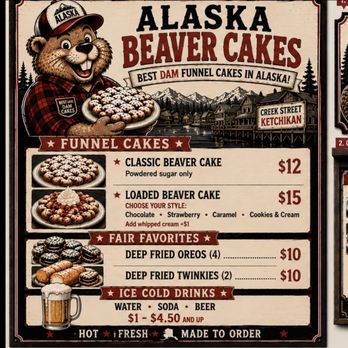 Alaska Beaver Cakes - Our Menu - Food Stands Near Me - Ketchikan, Alaska Alaska Beaver Cakes - Our Menu - Food Stands Near Me - Ketchikan, Alaska