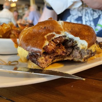 Eli Fish Brewing Company - Pork Belly Burger - inside - Breweries Near Me - Batavia, New York Eli Fish Brewing Company - Pork Belly Burger - inside - Breweries Near Me - Batavia, New York
