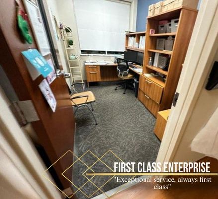 Office cleaning - 1st Class Enterprise provides top-quality, reliable office cleaning services to keep your workspace spotless and hygienic. We specialize in dusting, vacuuming, sanitizing, restroom cleaning, and more, using eco-friendly products and expert techniques. With flexible scheduling and attention to detail, we ensure a clean, professional environment so you can focus on your business. Contact us today for a free quote! Office cleaning - 1st Class Enterprise provides top-quality, reliable office cleaning services to keep your workspace spotless and hygienic. We specialize in dusting, vacuuming, sanitizing, restroom cleaning, and more, using eco-friendly products and expert techniques. With flexible scheduling and attention to detail, we ensure a clean, professional environment so you can focus on your business. Contact us today for a free quote!