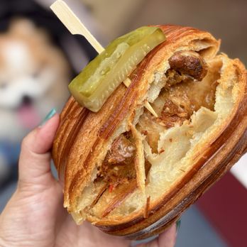 Ones Cafe & Bakery - Cross-section: Spicy Lemongrass Chicken Croissant ($7.99) - Bakeries Near Me - Alameda, California Ones Cafe & Bakery - Cross-section: Spicy Lemongrass Chicken Croissant ($7.99) - Bakeries Near Me - Alameda, California