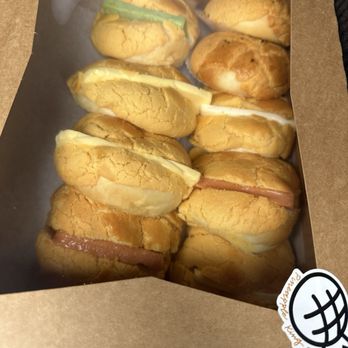 Pineapple King Bakery - San Francisco - A mix or guava, kerry gold, salted butter, pandan (the green one) and some pineapple bbq buns! - Bakeries Near Me - San Francisco, California Pineapple King Bakery - San Francisco - A mix or guava, kerry gold, salted butter, pandan (the green one) and some pineapple bbq buns! - Bakeries Near Me - San Francisco, California
