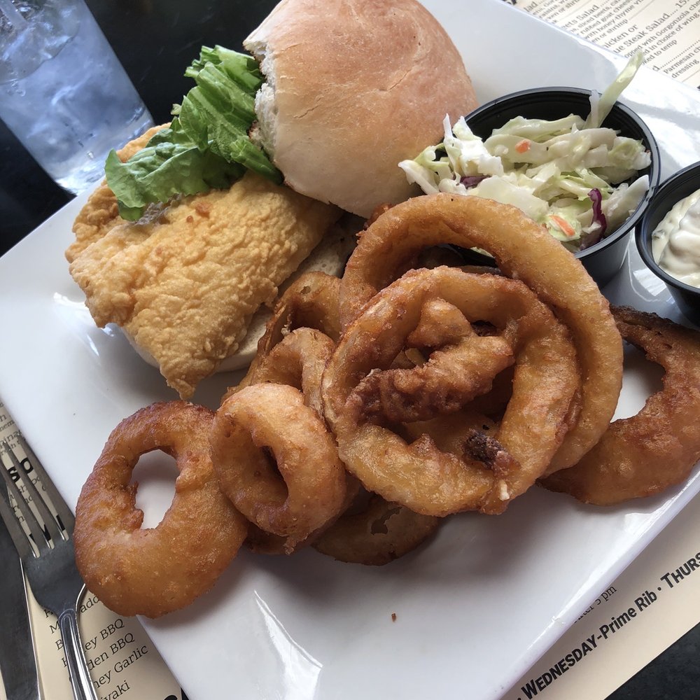 Crossroads Bar & Grille - Haddock onion rings coleslaw - Bars Near Me - Lansing, New York