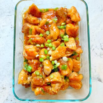 BrookeSheCooks - Lightened-Up Orange Chicken ready to eat. - Personal Chefs Near Me BrookeSheCooks - Lightened-Up Orange Chicken ready to eat. - Personal Chefs Near Me