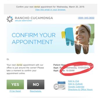 Rancho Cucamonga Smiles Dentistry - Email confirmation! For what?! Worst service ever! - General Dentistry Near Me - Rancho Cucamonga, California Rancho Cucamonga Smiles Dentistry - Email confirmation! For what?! Worst service ever! - General Dentistry Near Me - Rancho Cucamonga, California