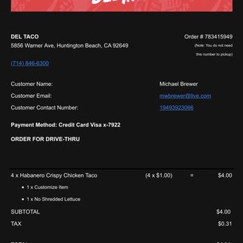 Del Taco - Email response - Fast Food Near Me - Huntington Beach, California Del Taco - Email response - Fast Food Near Me - Huntington Beach, California