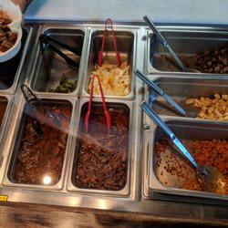 Great variety of meats, beans, rices, and veggies!