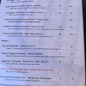 Copa At The Gap - a menu for a restaurant - Wine Bars Near Me - Buffalo Gap, Texas