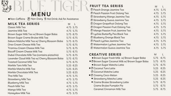 Menu photo 1 Blue Tiger - Boba Tea & Eats San Angelo, TX