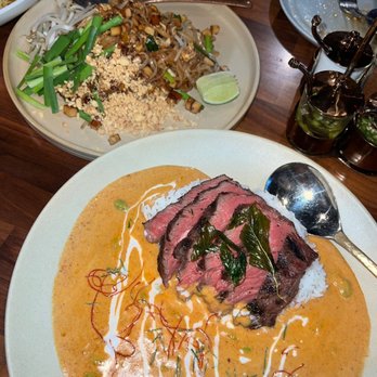 Hanuman Thai Eatery - Pad Thai and Panang Curry with Hanger Steak - Thai Near Me - Costa Mesa, California