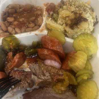 Slovacek's West - partially eaten 2 meat plate - Bakeries Near Me - West, Texas Slovacek's West - partially eaten 2 meat plate - Bakeries Near Me - West, Texas