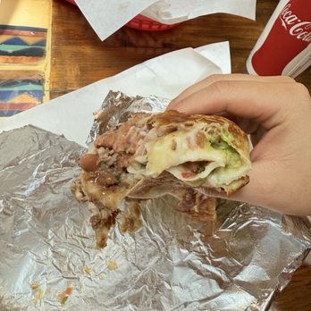 La Taqueria - Burrito w/ avocado and cheese (inside) - Mexican Near Me - San Francisco, California La Taqueria - Burrito w/ avocado and cheese (inside) - Mexican Near Me - San Francisco, California