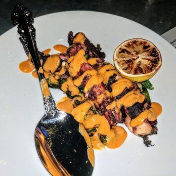 Bar Siena - Grilled Octopus & Shishito Peppers - Charred Escarole, Calabrian Chili Vinaigrette, Charred Lemon - Italian Near Me - Chicago, Illinois