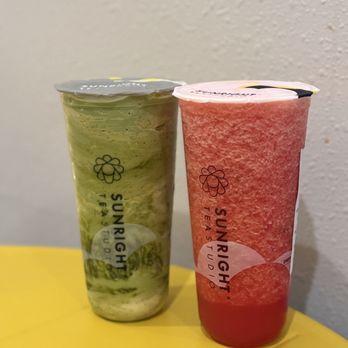 Sunright Tea Studio - Matcha Frostie & Watermelon Cooler - Bubble Tea Near Me - Federal Way, Washington Sunright Tea Studio - Matcha Frostie & Watermelon Cooler - Bubble Tea Near Me - Federal Way, Washington