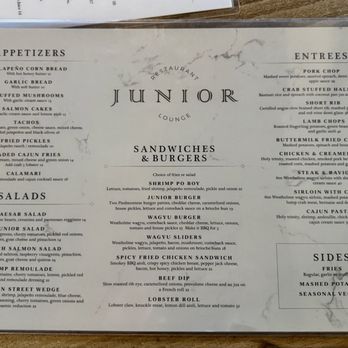 Junior Restaurant  - 05.23.25 Apps, Salads, Sandwiches & Burgers, Entrees, Sides - Lounges Near Me - Roseville, California