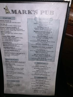 Menu photo 2 Mark's Pub Falls Church, VA