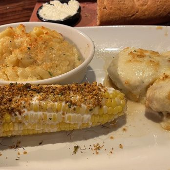 LongHorn Steakhouse - Parmesan Crusted Chicken and Fire-Grilled Corn On The Cob with macaroni & cheese. - Steakhouses Near Me - Vienna, West Virginia LongHorn Steakhouse - Parmesan Crusted Chicken and Fire-Grilled Corn On The Cob with macaroni & cheese. - Steakhouses Near Me - Vienna, West Virginia