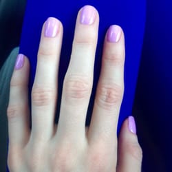 La Bella Nails - Pretty pink/purple gel manicure with sparkles.
