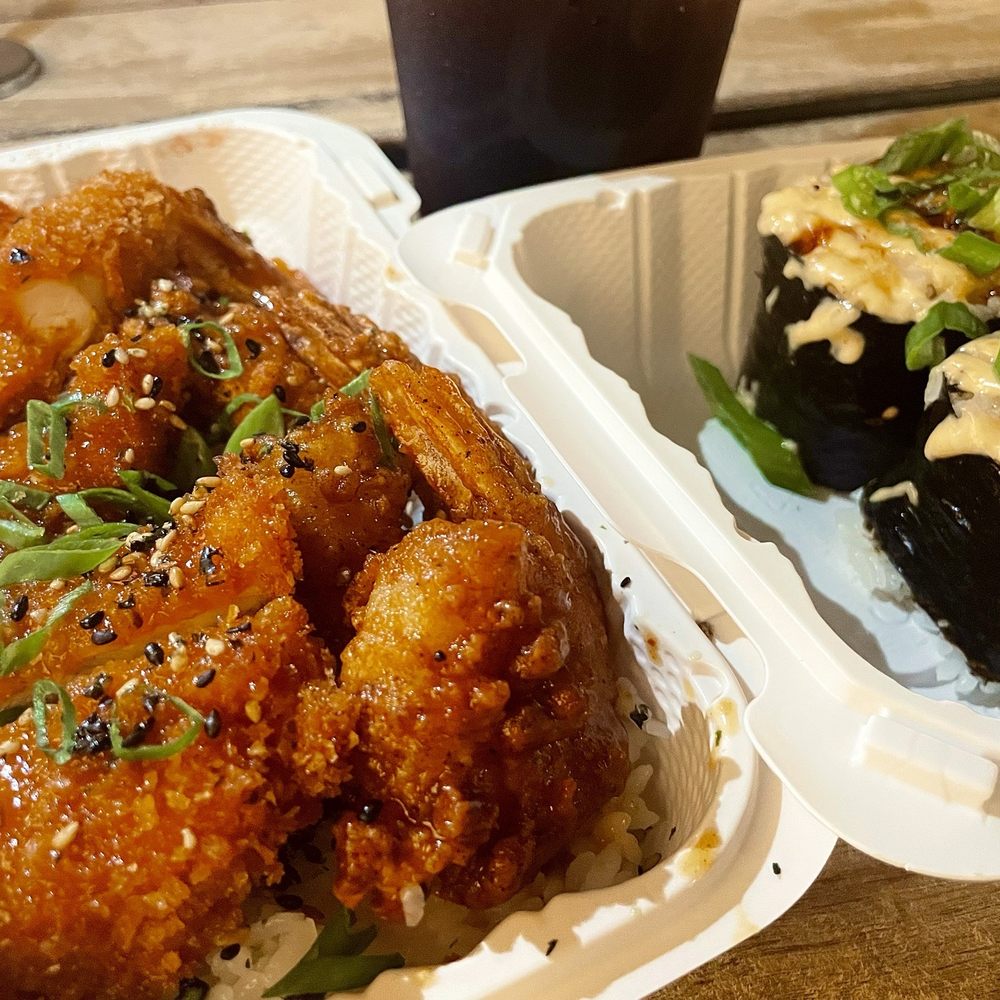Shootz - Wavy Bundle 4. Kimchi Butter Shrimp & Chicken Mix Plate + 2 pc Spam Brûlée Musubi (Spicy) - Hawaiian Near Me - Stanton, California Shootz - Wavy Bundle 4. Kimchi Butter Shrimp & Chicken Mix Plate + 2 pc Spam Brûlée Musubi (Spicy) - Hawaiian Near Me - Stanton, California