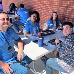 Lilburn Middle School - The staff members happily enjoying food