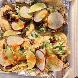 2Bros Tacos - Carne asada, lengua, and pastor tacos. Amazing!