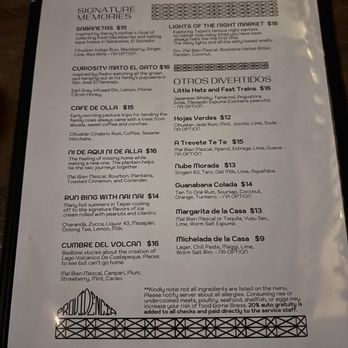 Providencia - Drinks and dessert menu - Bars Near Me - Washington, DC, District of Columbia
