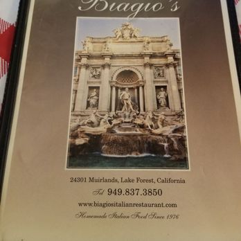 Biagio's Italian Restaurant - Menu cover - Italian Near Me - Lake Forest, California Biagio's Italian Restaurant - Menu cover - Italian Near Me - Lake Forest, California